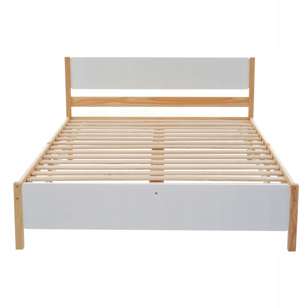 Letto matrimoniale con testiera - Xylo - 140x200 - Bianco e legno