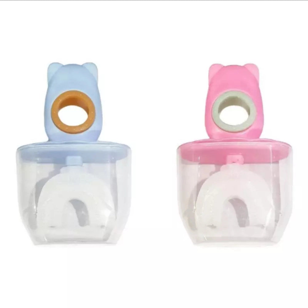 Trade Shop - Set 2 Spazzolino Da Denti Per Bambini 2-6 Anni A Forma Di U Setole In Silicone -