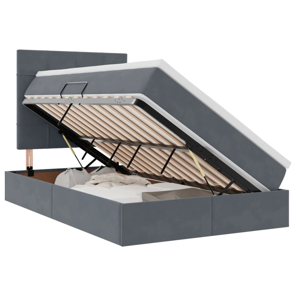Letto con contenitore e materasso Grigio scuro 120 x 190 cm 3372016