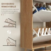 Scarpiera Salvaspazio a 3 Cassetti con Ripiano Regolabile per 18-24 Paia di Scarpe, 72x24x119cm, Bianco