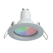 Faretto LED 6W multicolore incasso 6cm tondo bianco silver  GU10 effetti luce colorata 230V LUCE RGBW 6000K BIANCO