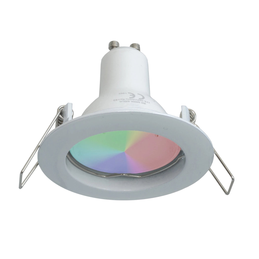 Faretto LED 6W multicolore incasso 6cm tondo bianco silver  GU10 effetti luce colorata 230V LUCE RGBW 6000K BIANCO