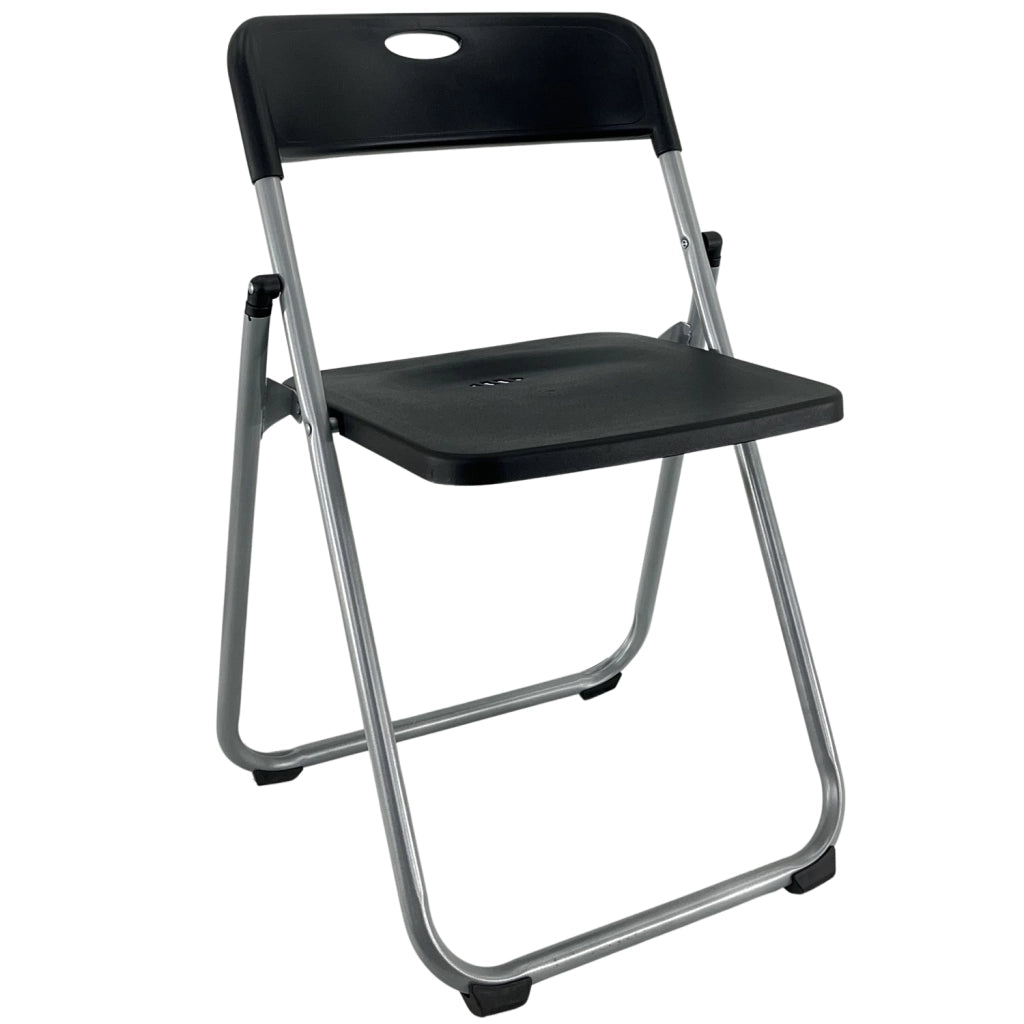 Sedia Pieghevole Salvaspazio Tiny Portatile Richiudibile da Interno Giardino Ufficio Struttura in Ferro e  Nero / Grigio