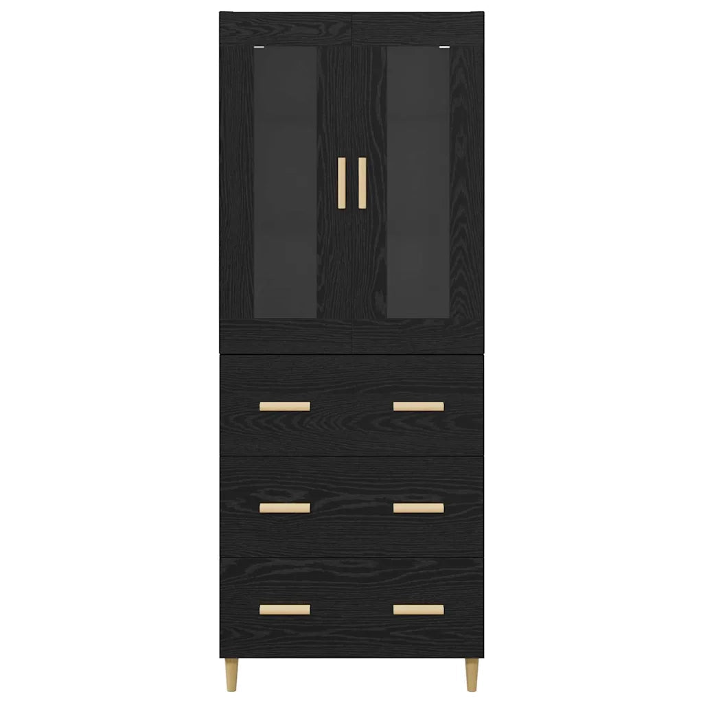 Credenza con Cassetto-Buffet-Armadio da cucina Rovere Nero 69,5 x 34 x 180 cm 361865