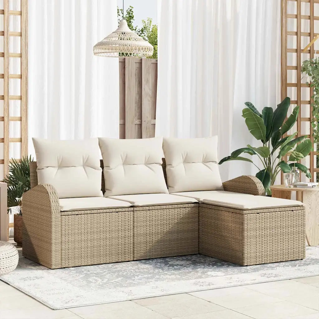 Set di divani con cuscino 4 pcs Beige e Bianco polyrattan 3354660