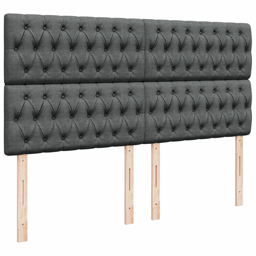 Giroletto a Molle con Materasso Grigio Scuro 200x200 cm Tessuto