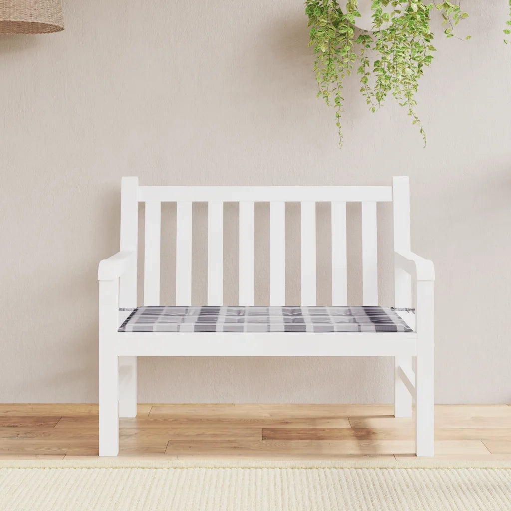 Cuscino per Panca a Quadri Grigi 100x50x3cm Tessuto Oxford 314079