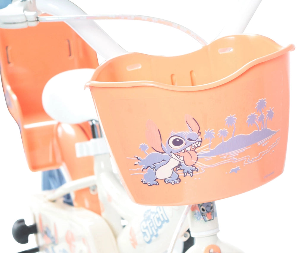 Bicicletta per Bambine 12" Disney Stitch Freni Caliper e Stabilizzatori in Acciaio Hi-Ten Beige
