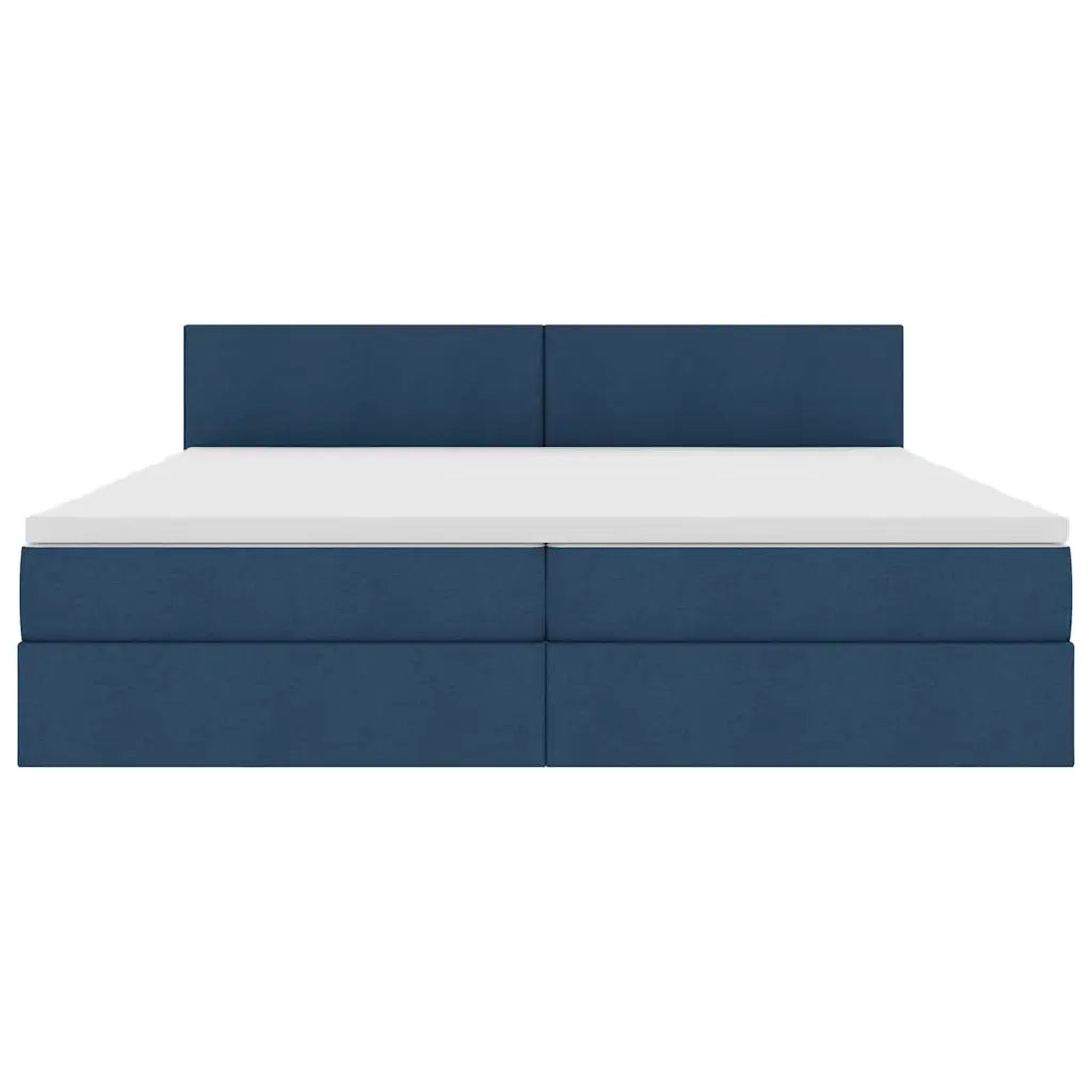 Letto con contenitore e materasso con testiera Blu 200 x 200 cm
