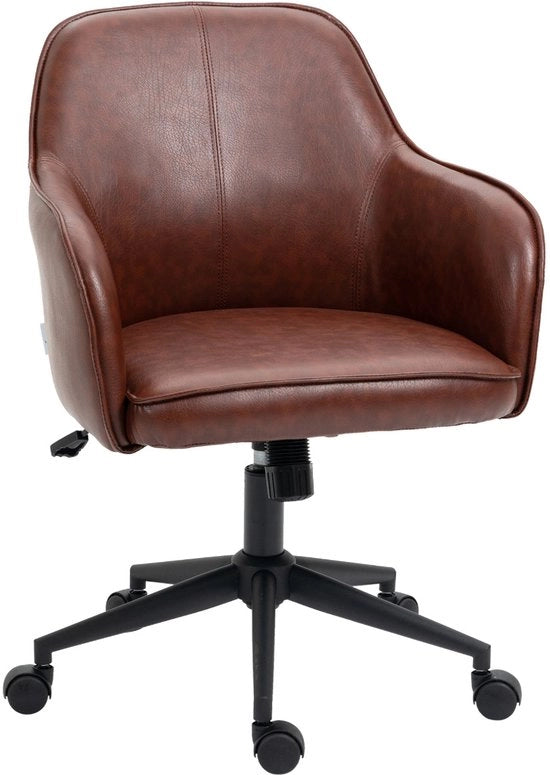 Sedia da ufficio - Marrone - Pelle in pvc - Regolabile - Funzione oscillante