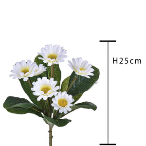 Set 8 Mazzo di Margherite Artificiali con 7 fiori Altezza 25 cm Bianco