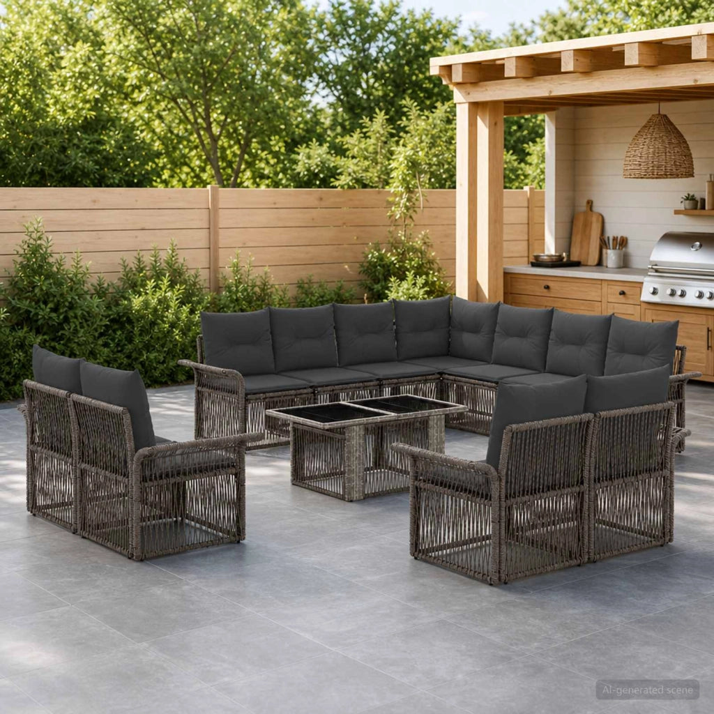 Set Divano da Giardino 12 pz Grigio e Grigio Scuro polyrattan 3436718