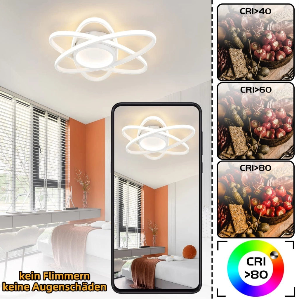 ZMH Lampada da soffitto LED dal design moderno per soggiorno con 3 lampade ovali 3000-6500K con telecomando