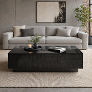 Tavolino da caffè moderno nero lucido 100x31x50 cm in truciolare e MDF con cassetti