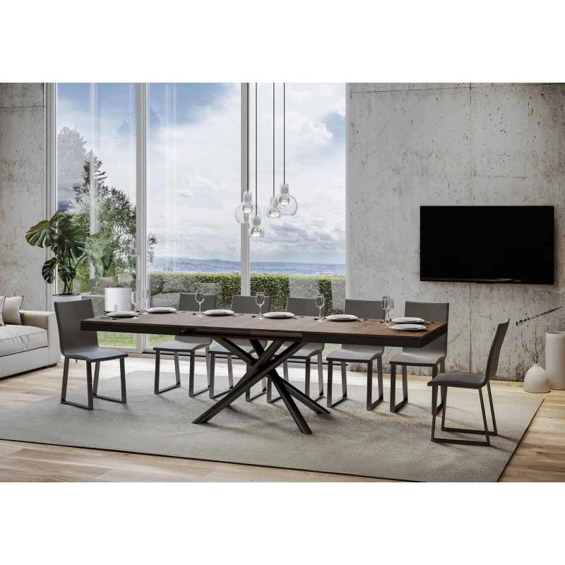 Tavolo allungabile 90x180/440 cm Famas Evolution telaio Antracite - Noce