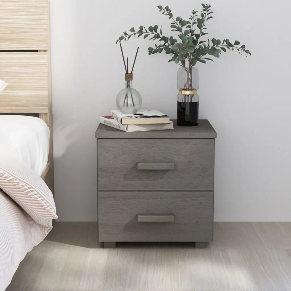 Comodino | Armadio da Notte | Mobiletto da notte HAMAR Grigio Chiaro 40x35x44,5 cm in Legno di Pino