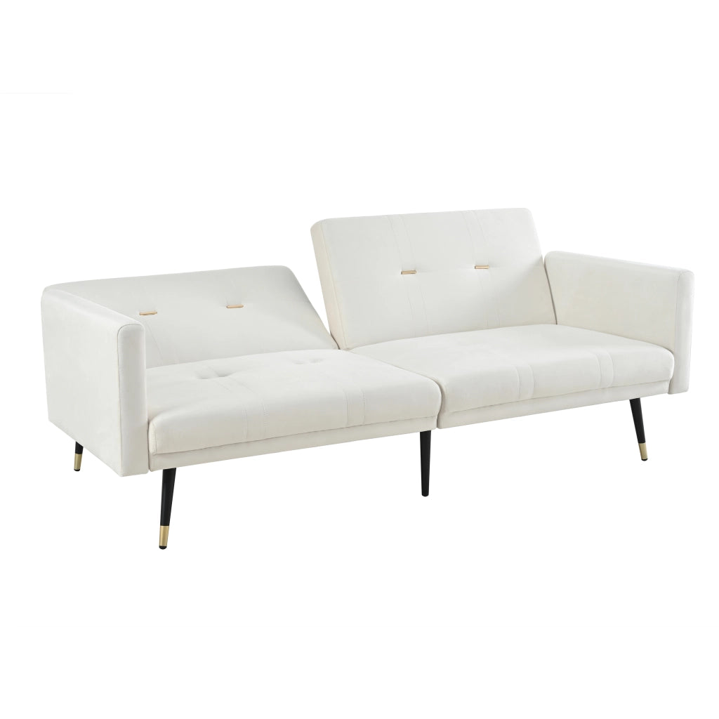 Divano letto 2 posti - con schienale regolabile e funzione letto - in velluto beige