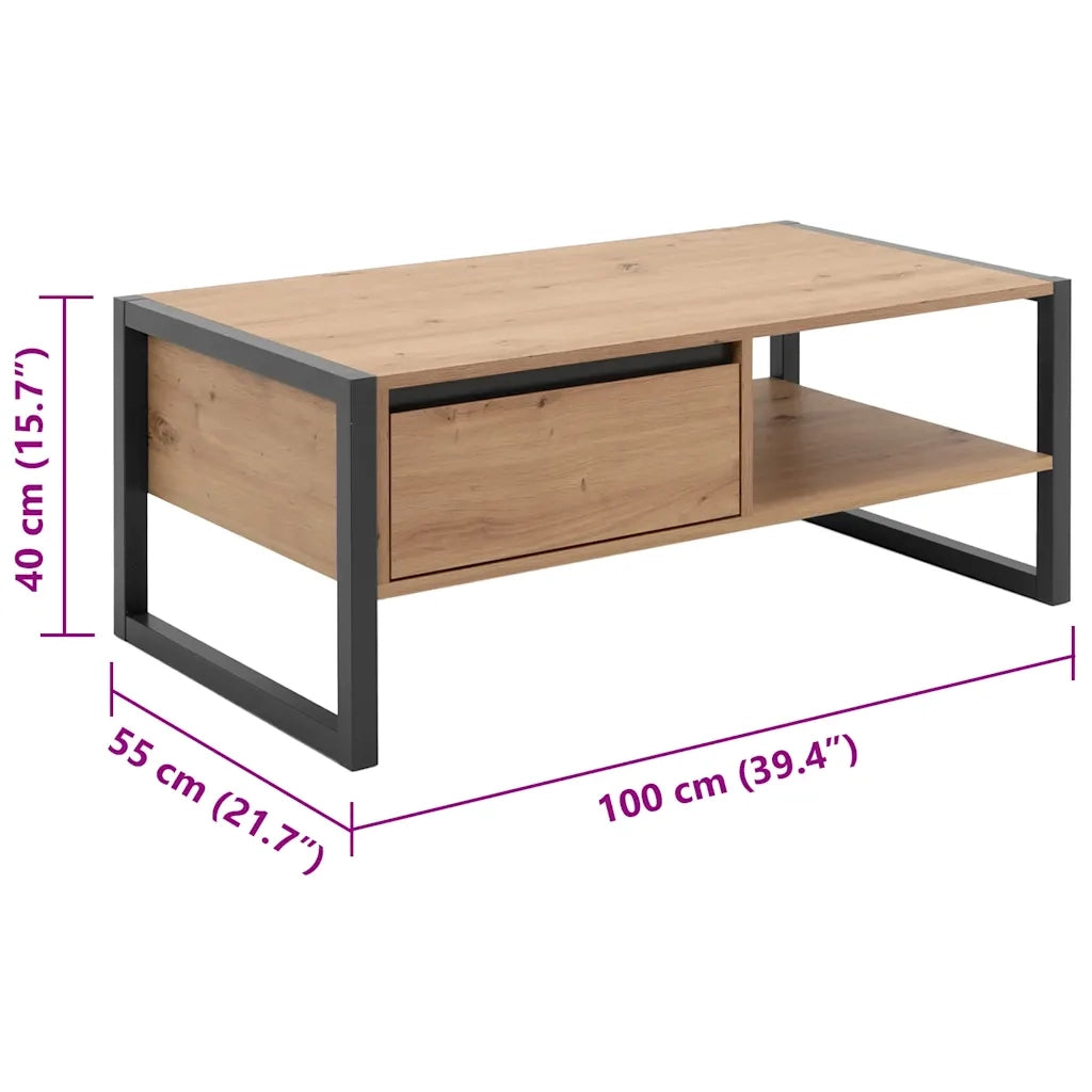 Finori Tavolino da Salotto Denver 55 Rovere Artigianale e Antracite 441180
