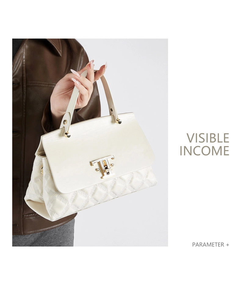 Borsa a mano in vera pelle bianca