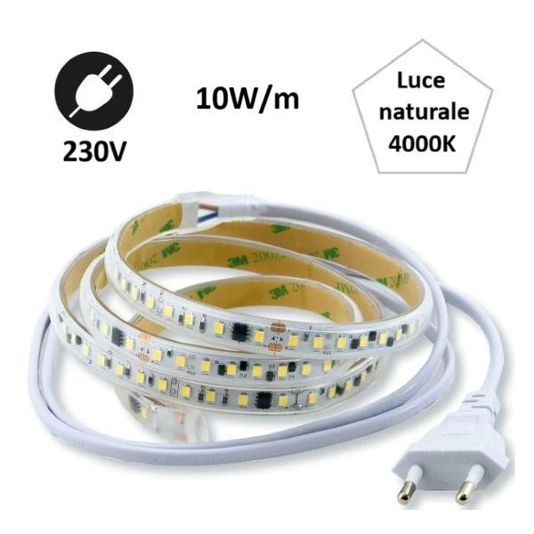 STRIP LED AC230 10W LUCE NATURALE 4000K 1MT IP65 BEGHELLI