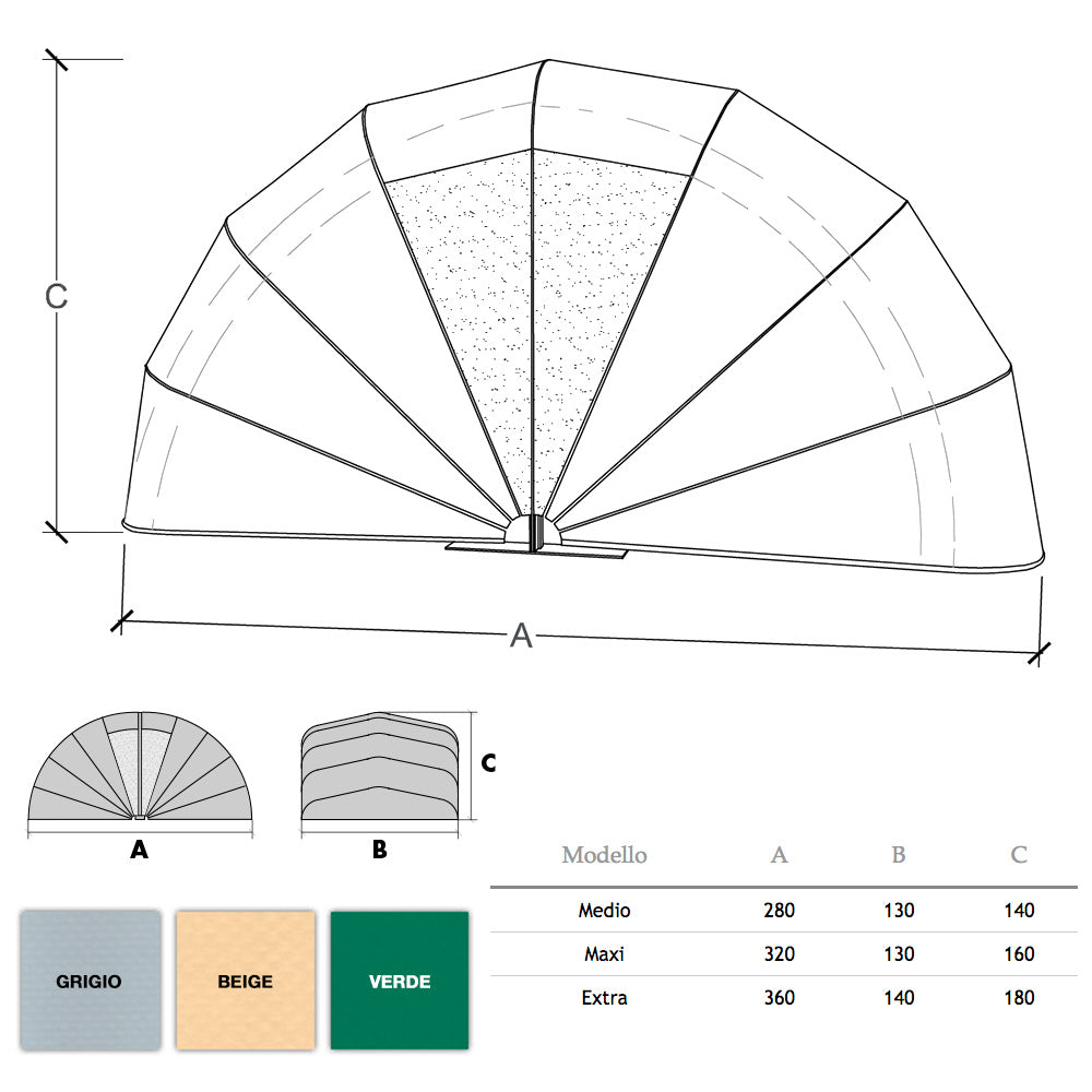 Motobox a Chiocciola Copertura Box in PVC per Moto Scooter - 320x130xh160 cm Beige Maddi