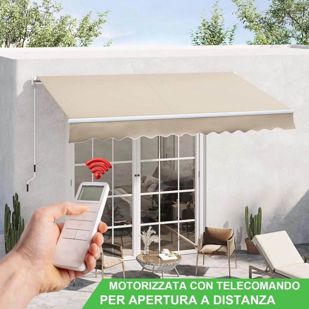Tenda da Sole 295x200 cm a Bracci Motorizzata Elettrica - Beige tinta unita