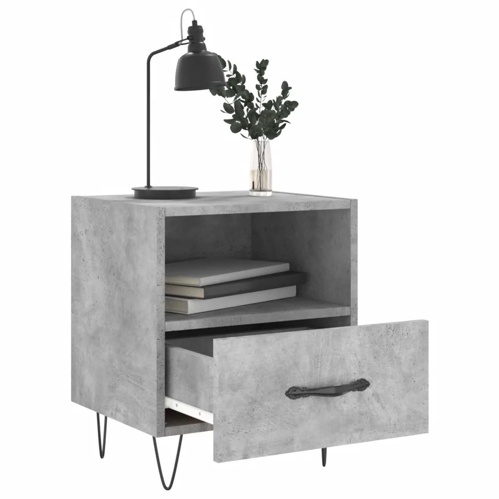 Comodini 2 pz-Set di 2 Tavolino da notte Grigio Cemento 40x35x47,5 cm in Legno Multistrato 324061