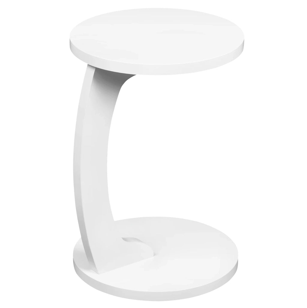 Tavolino laterale rotondo a C 38 x 55 cm in MDF bianco