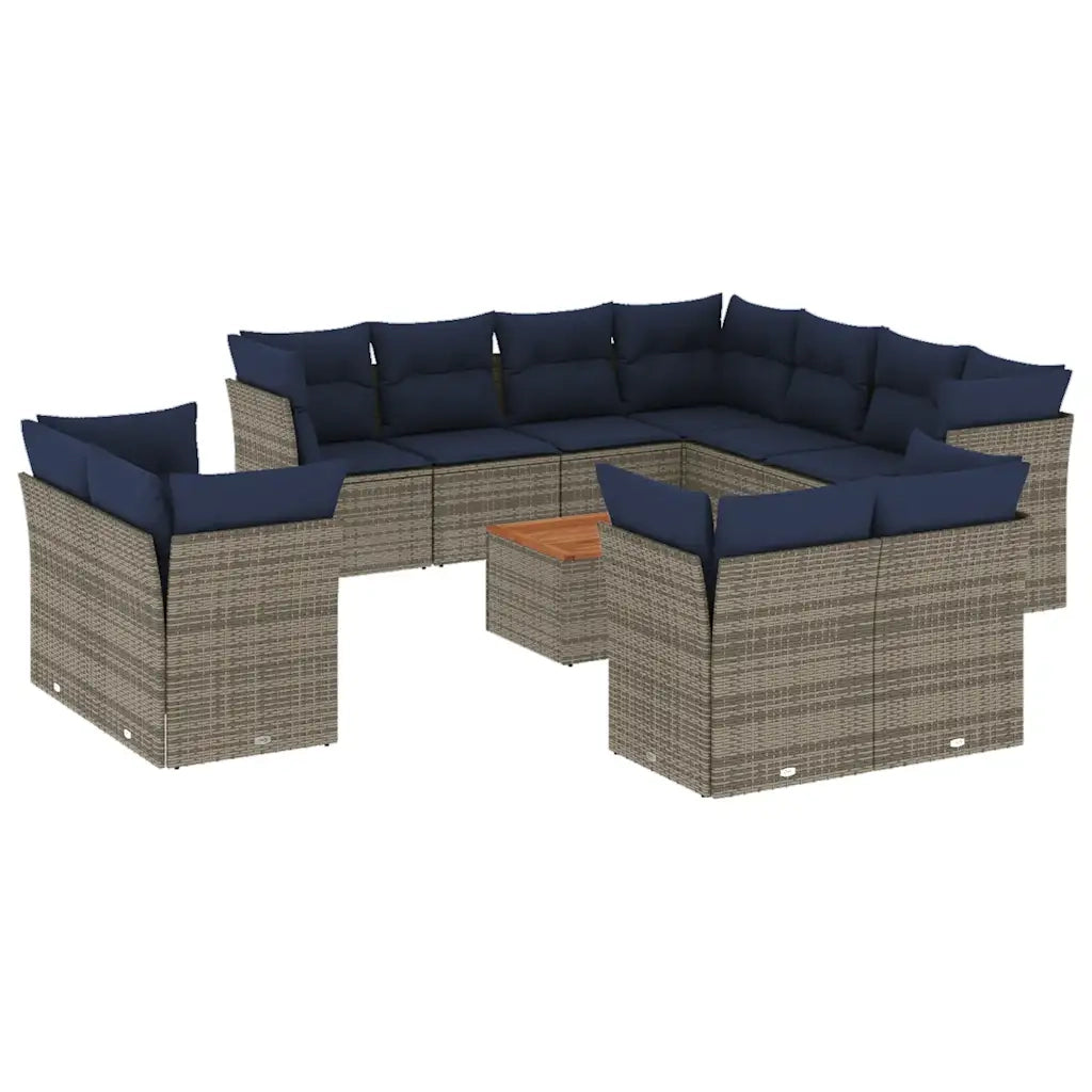 Set Divani da Giardino 12 pz con Cuscini Grigio in Polyrattan 3256278