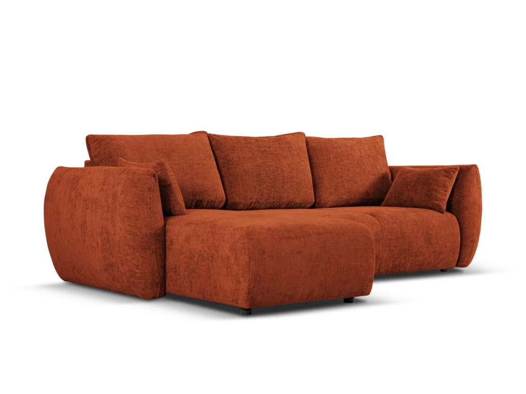 Cosmopolitan Design - Divano convertibile angolare sinistro con contenitore "Matera" 4 posti in ciniglia terracotta 
