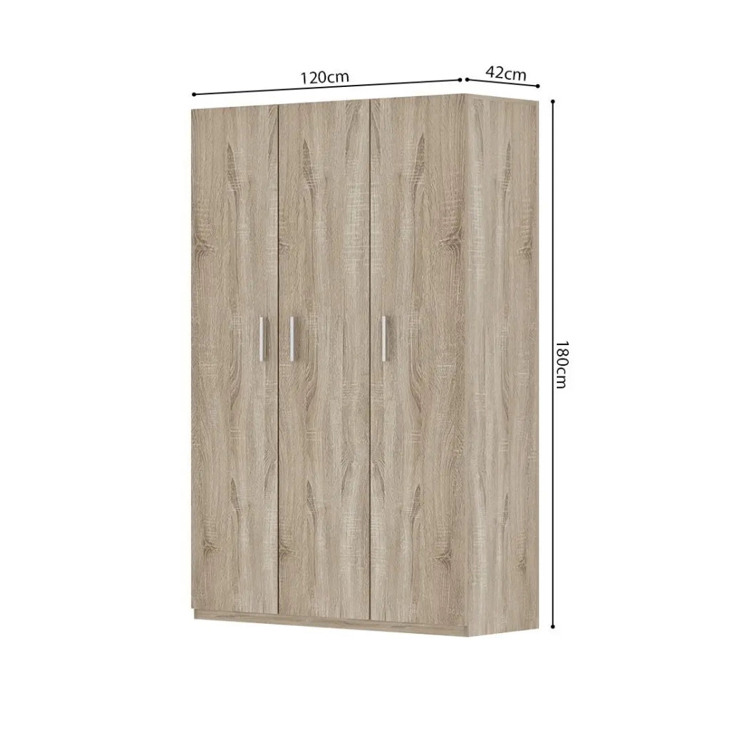 Armadio 3 porte TOM – Rovere Sonoma – Ampio spazio di stoccaggio