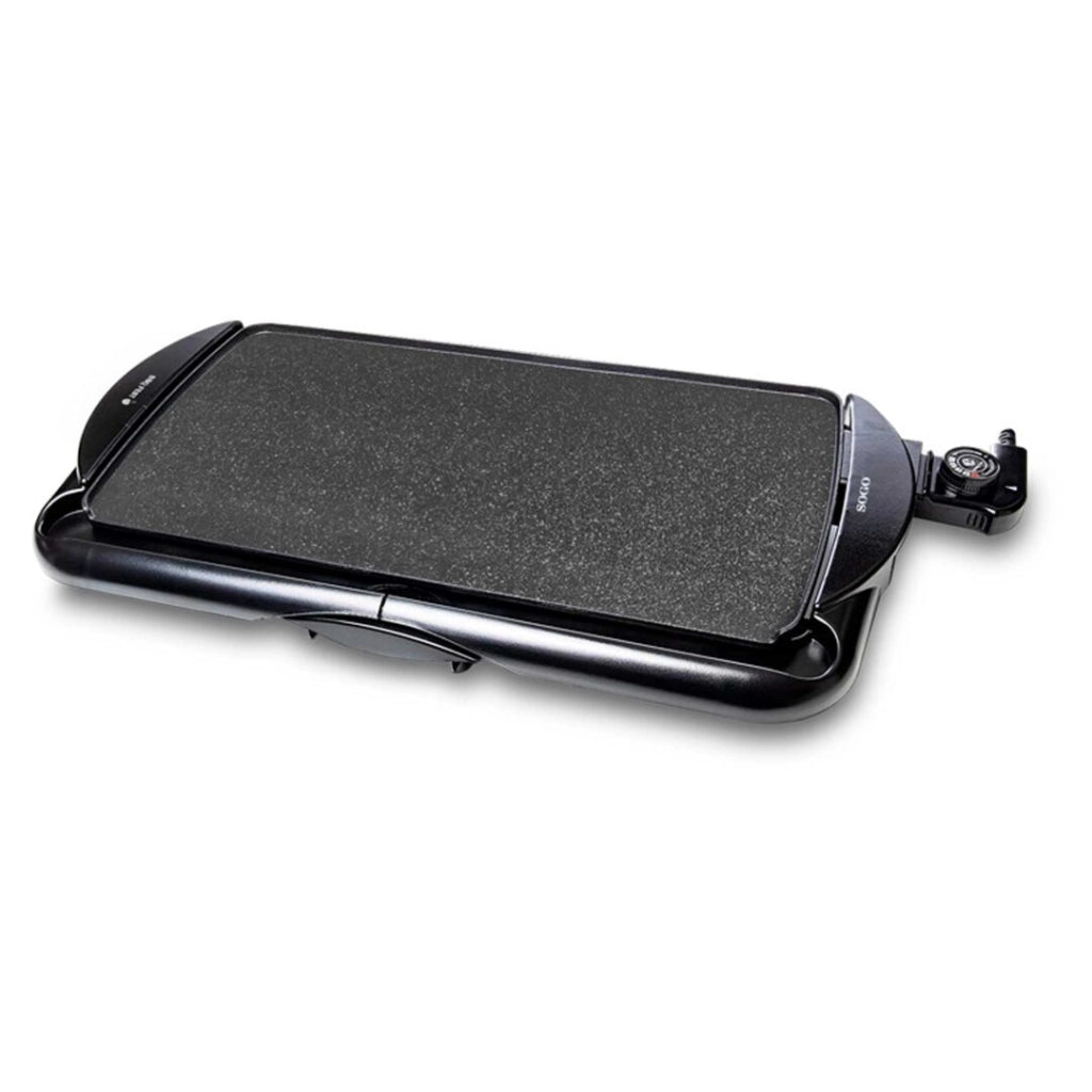 Piastra elettrica per griglia 48x26 cm, rivestimento antiaderente effetto pietra con termostato regolabile 2000W - Sogo