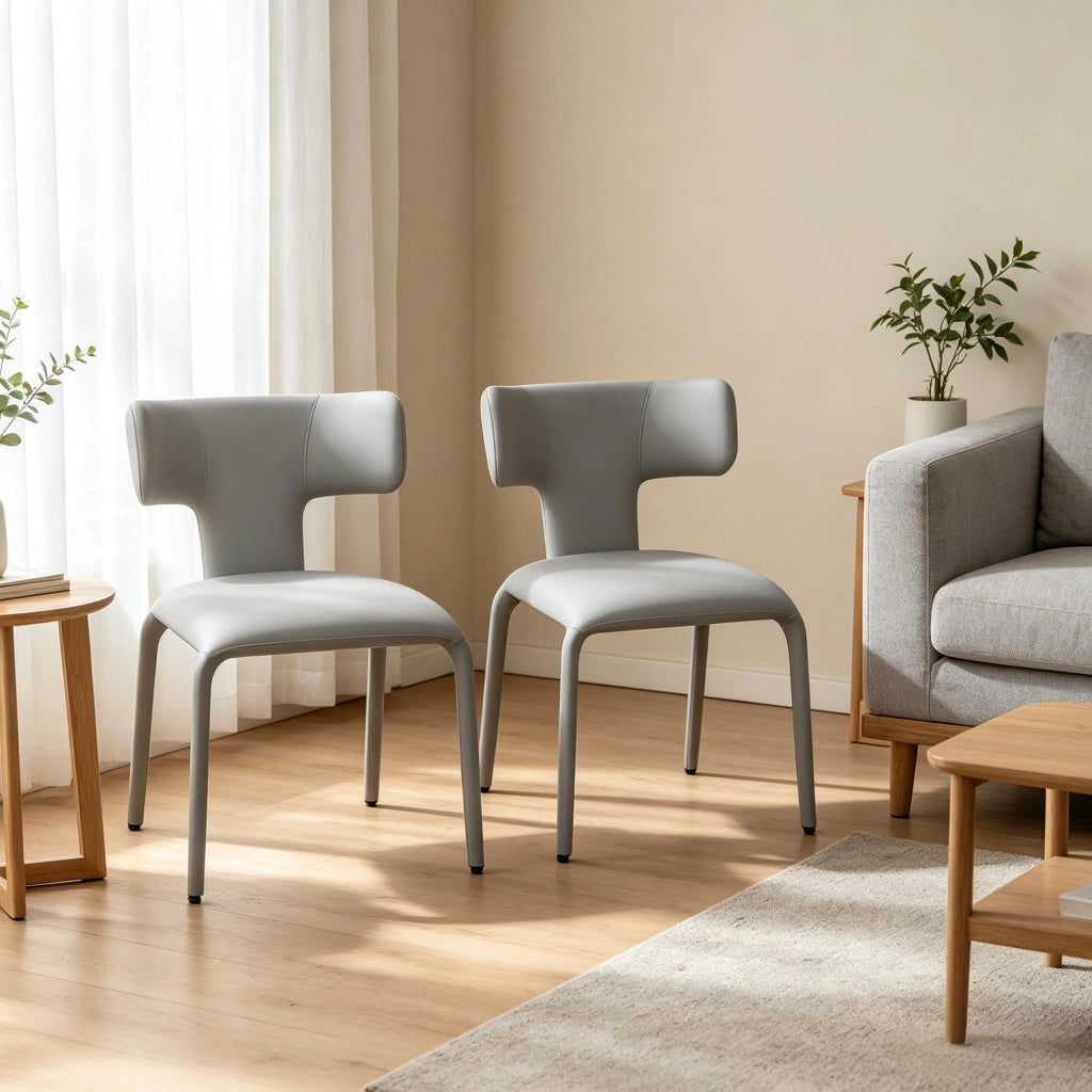 SEDIA Set da 2 pezzi 53x53x78 cm Similpelle Grigia con rotelle
