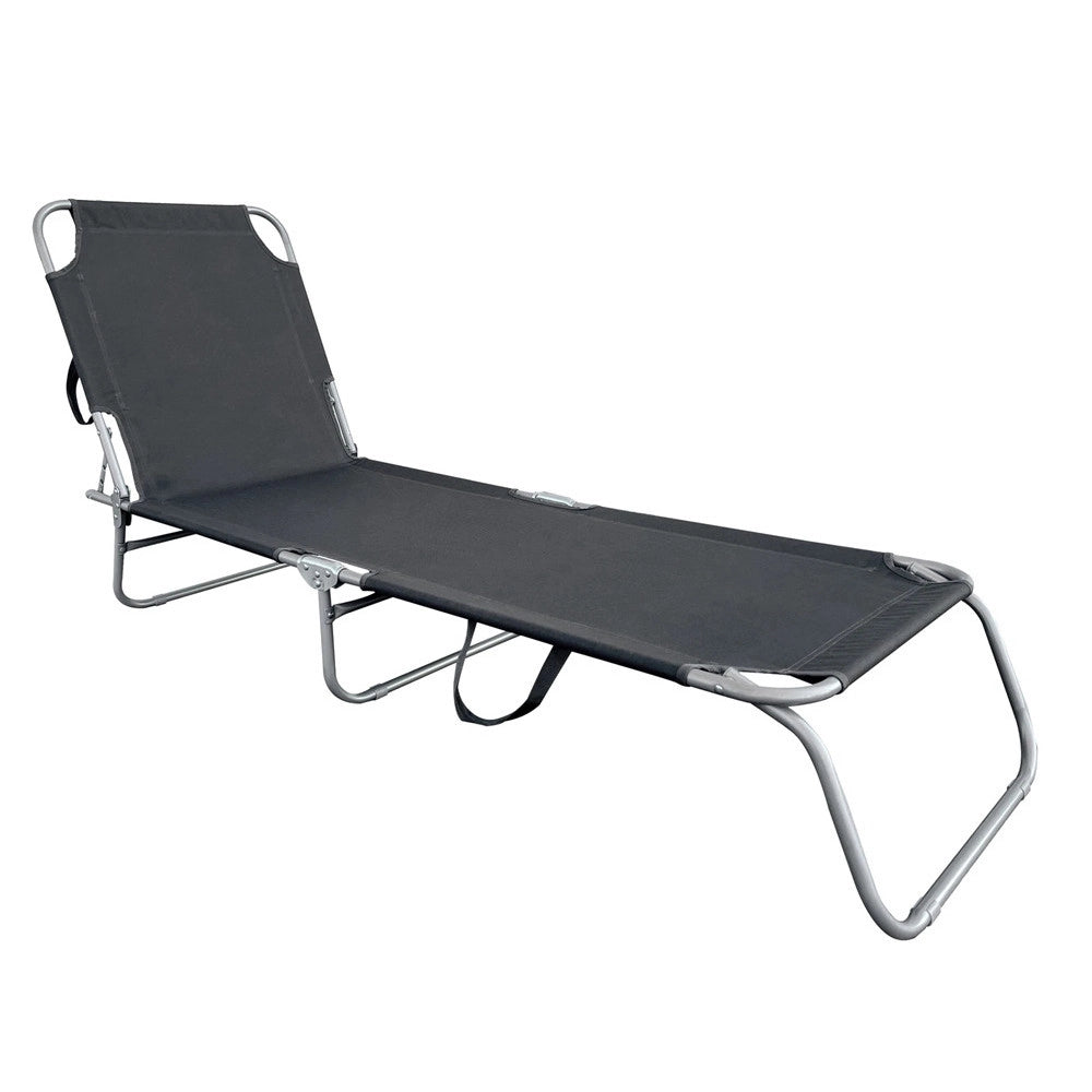 Trade Shop - Lettino In Textilene Grigio Per Mare Giardino Schienale Regolabile In 3 Posizioni 281046 -
