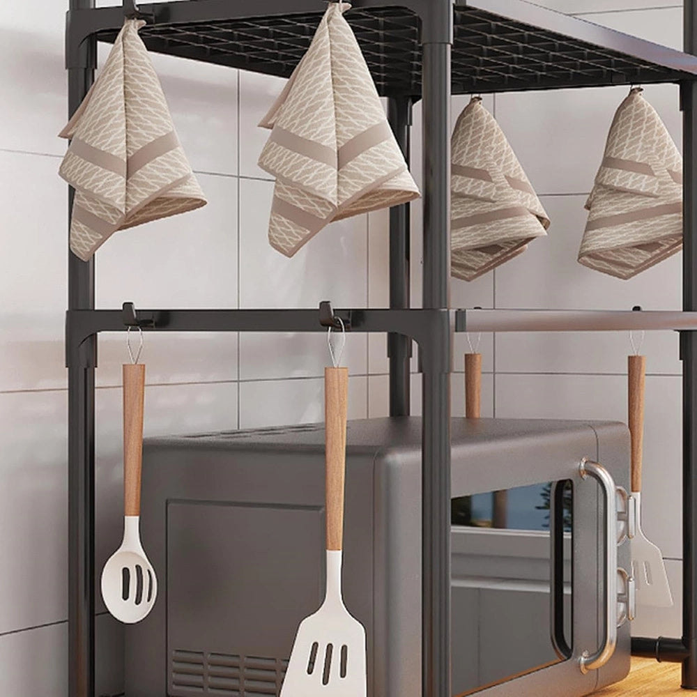 Trade Shop - Scaffale Per Forno Microonde A Livelli Mensola Ripiani Cucina Salvaspazio Con Ganci -
