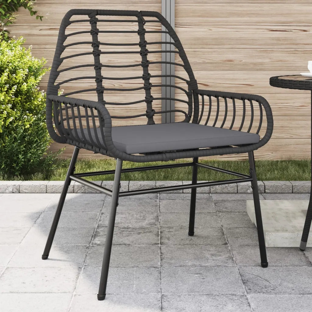 Sedie da Giardino con Cuscini 2 pz | Sedie da Esterno Nere in Polyrattan