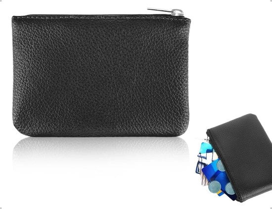 Portafoglio portatile in PU - Nero - 12,5 x 8 cm - Chiusura a molla - Resistenze alla pressione d'acqua - Resistente allo sfregamento - Piccola tasca per monete