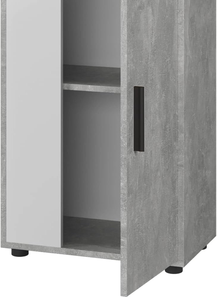 Credenza Berno, Cemento/Bianco, 50.1 x 87.3 cm con 2 scomparti