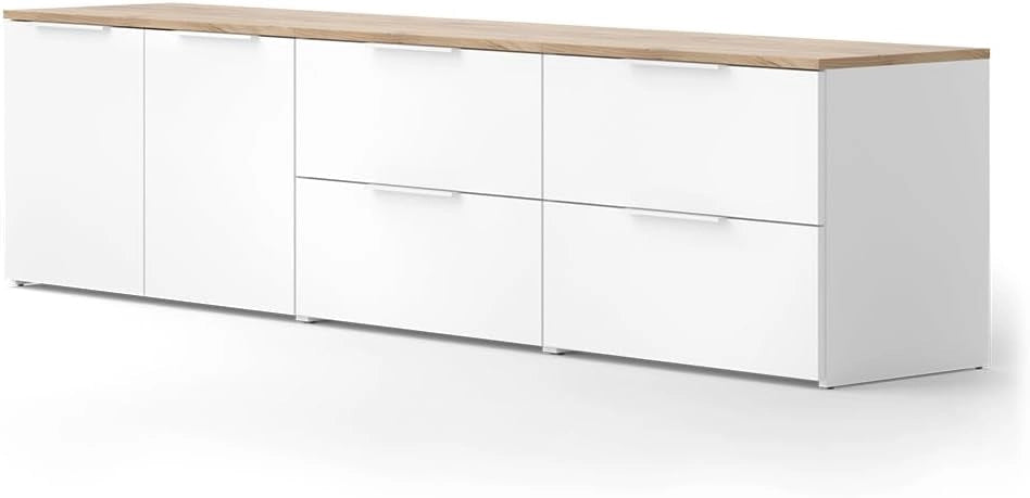 Parete attrezzata soggiorno Wido, Bianco/Sonoma, 3 parti