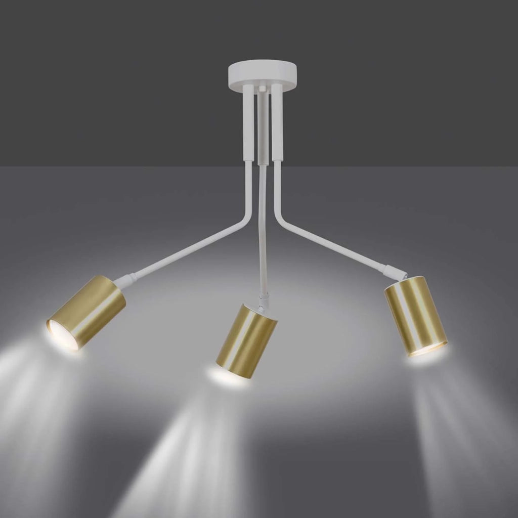 Plafoniera Minimal Tenjin Acciaio Bianco 3 Luci Gu10 Ip20