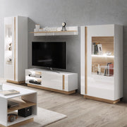 Mobile Soggiorno Kanazala, Parete Attrezzata Modulabile, Bianco Lucido