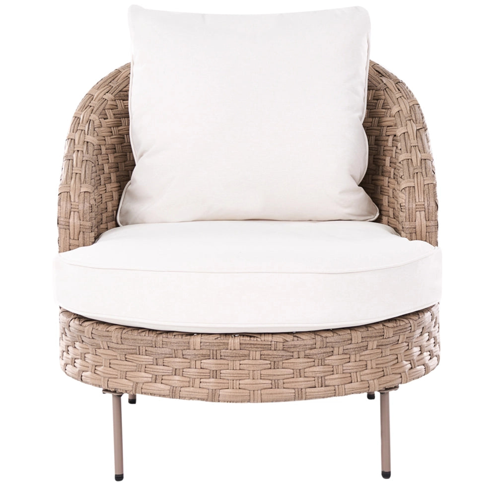 Poltrona da giardino in rattan in vimini marrone con poggiapiedi esterno giardino stile boho