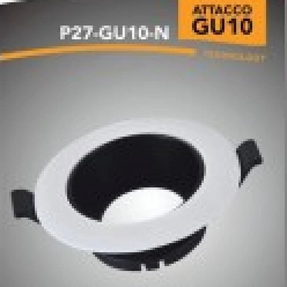 Trade Shop - Porta Faretto Ad Incasso Orientabile Attacco Gu10 Bianco E Nero P27-gu10-n -