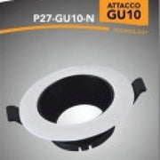 Trade Shop - Porta Faretto Ad Incasso Orientabile Attacco Gu10 Bianco E Nero P27-gu10-n -