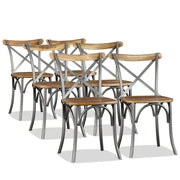 Sedie da Pranzo 6 pz Legno Massello di Mango Schienale Acciaio cod mxl 76333