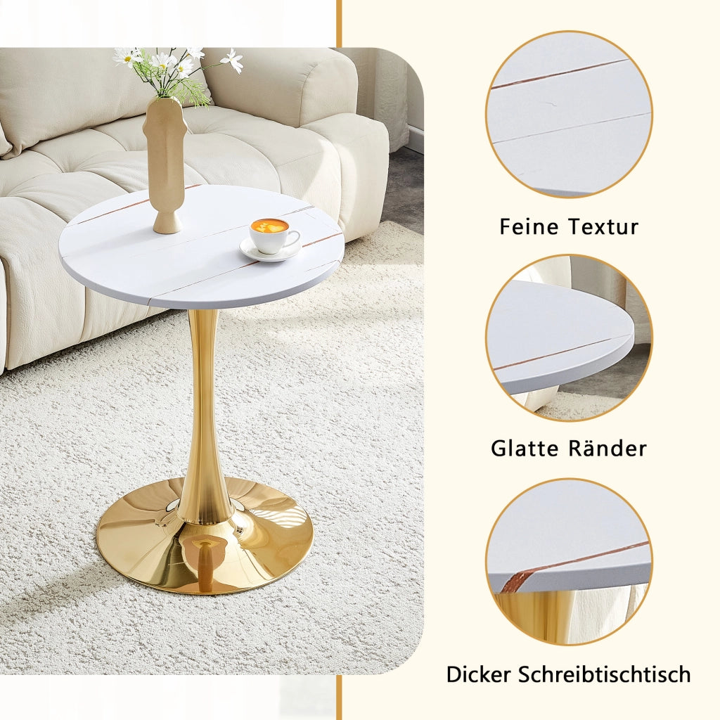 Tavolino basso rotondo con piano in MDF termoformato base in metallo stile contemporaneo per soggiorno e sala da pranzo