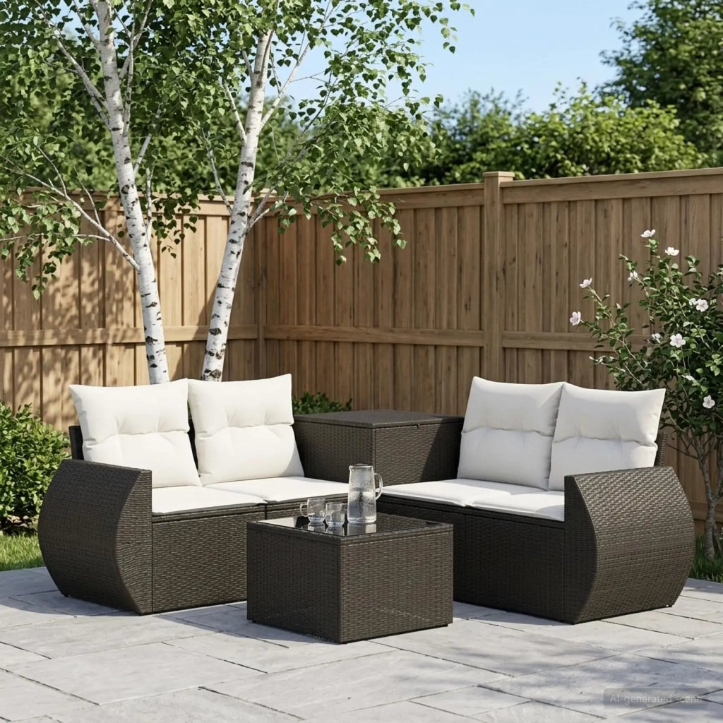 Set di divani 6 pz Nero e Bianco Crema 3447497