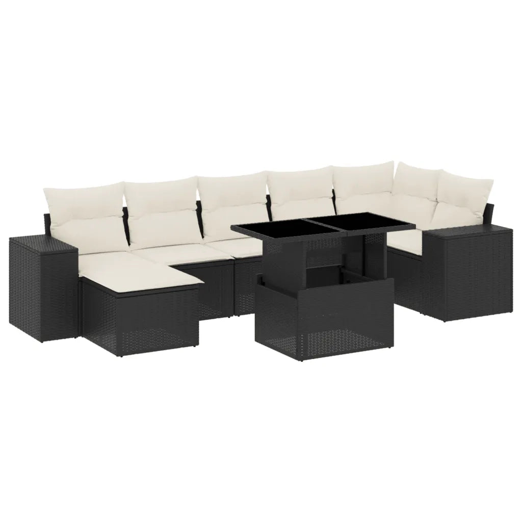 Set Divani da Giardino con Cuscini 8 pz Nero in Polyrattan 3269316