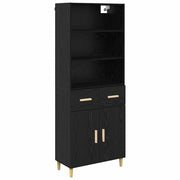 Credenza | Madia | Buffet da pranzo | Armadio da pranzo Rovere Nero 69,5 x 32,5 x 180 cm Legno multistrato