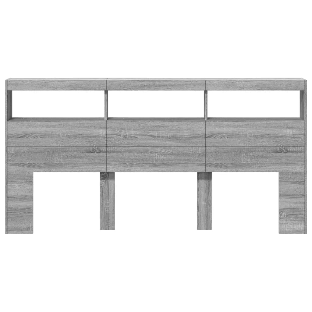 Testiera con Contenitore a LED Grigio Sonoma 200x17x102 cm 839222